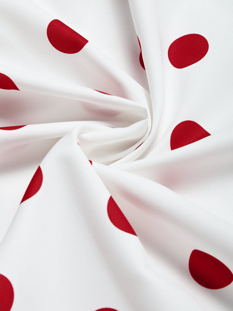 [Prevendita] Abito Red Bianco Anni '50 a Pois con Detachable in Rete Cape 6