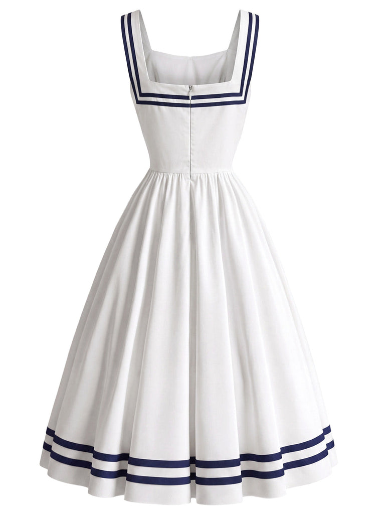 [Prevendita] Abito Bianco Anni '50 Scollo Quadrato con Fiocco Umbrella 4