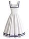 [Prevendita] Abito Bianco Anni '50 Scollo Quadrato con Fiocco Umbrella 4