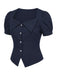 [Prevendita] 2PCS Gonna Deep Blue Anni '50 Fitted con Revers Blouse e Vertical a Righe 6