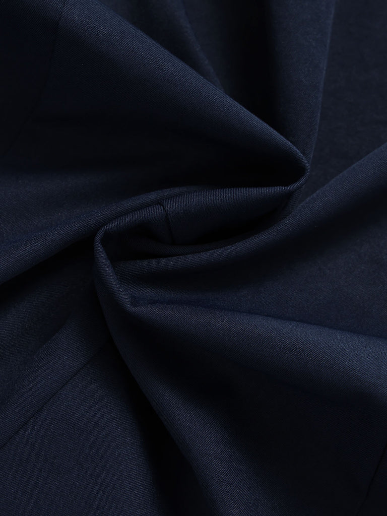 [Prevendita] 2PCS Gonna Deep Blue Anni '50 Fitted con Revers Blouse e Vertical a Righe 9