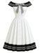 [Prevendita] Abito Nero e Bianco Anni '50 Spalle Scoperte a Righe con Fiocco 2