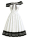 [Prevendita] Abito Nero e Bianco Anni '50 Spalle Scoperte a Righe con Fiocco 3