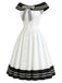 [Prevendita] Abito Nero e Bianco Anni '50 Spalle Scoperte a Righe con Fiocco 4