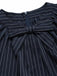 [Prevendita] Abito Deep Blu Anni '50 Gessato con Fiocco Scollo Capelet 8