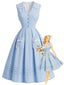 [Prevendita] Abito Blu Anni '50 Senza Maniche con Fiocco e Tasca e Scollo a V
