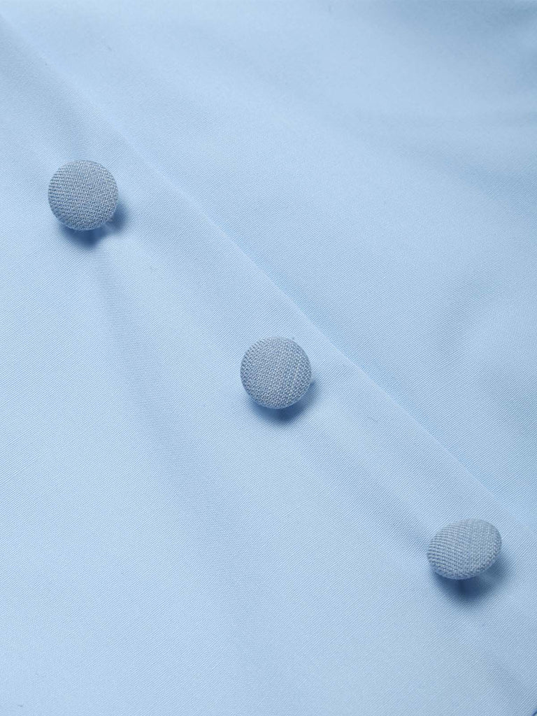 [Prevendita] Abito Blu con Colletto Senza Maniche Fiocco e Tasca Anni '50 5