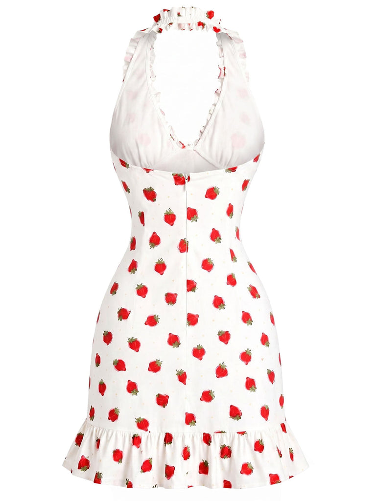 [Prevendita] Abito Rosso Halter con Volant e Fragole Anni '30 3