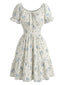 Abito Anni '50 Floreale con Volant e Scollo Quadrato