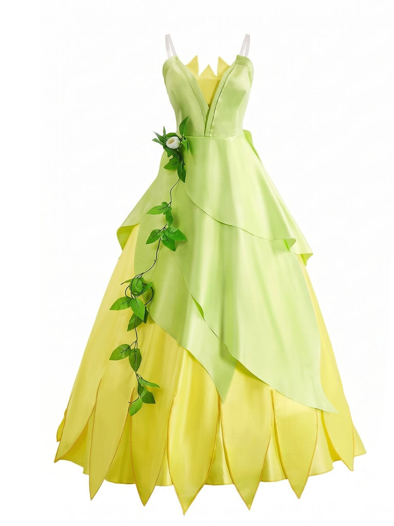 Abito Verde Anni '30 Fairy Gradient Leaf Layered Principessa Costume 2