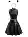 2PCS Gonna Argento Anni '70 Metallizzato Crop Top e con Antenna Headband 4