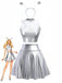 2PCS Gonna Argento Anni '70 Metallizzato Crop Top e con Antenna Headband