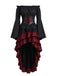 3PCS Gonna Beige Anni '30 Spalle Scoperte Top e a Balze con Volant e Corsetto Cintura 4