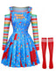 3PCS Top a Righe eAbito a Salopette Blu Halloween Anni '60