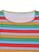 3PCS Abito Blu Anni '60 Halloween a Righe Top e Overall 5