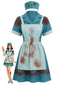 Abito Blu Anni '60 Costume da Infermiera con Grembiule Insanguinato