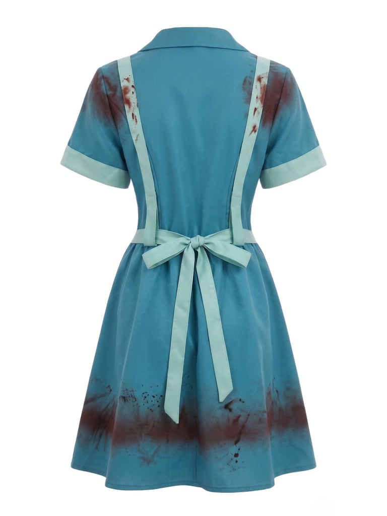 Abito Blu Anni '60 Costume da Infermiera con Grembiule Insanguinato 3