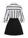 2PCS Gonna Nero Anni '60 a Righe Camicia e Asymmetric Plissettato 3
