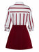 2PCS Gonna Nero Anni '60 a Righe Camicia e Asymmetric Plissettato 5