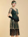 Abito Nero Anni '20 Perline con Frange in Rete Sleeves con Paillettes Ricamate Gatsby 11