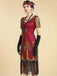 Abito Nero Anni '20 Perline con Frange in Rete Sleeves con Paillettes Ricamate Gatsby 14