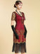 Abito Nero Anni '20 Perline con Frange in Rete Sleeves con Paillettes Ricamate Gatsby 15