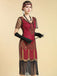 Abito Nero Anni '20 Perline con Frange in Rete Sleeves con Paillettes Ricamate Gatsby 12