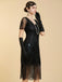 Abito Nero Anni '20 Perline con Frange in Rete Sleeves con Paillettes Ricamate Gatsby 4