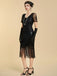 Abito Nero Anni '20 Perline con Frange in Rete Sleeves con Paillettes Ricamate Gatsby 5
