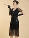 Abito Nero Anni '20 Perline con Frange in Rete Sleeves con Paillettes Ricamate Gatsby 2