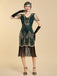 Abito Nero Anni '20 Perline con Frange in Rete Sleeves con Paillettes Ricamate Gatsby 7