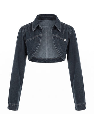 Giacca Deep Blu Anni '50 Revers in Denim Corto Jacket