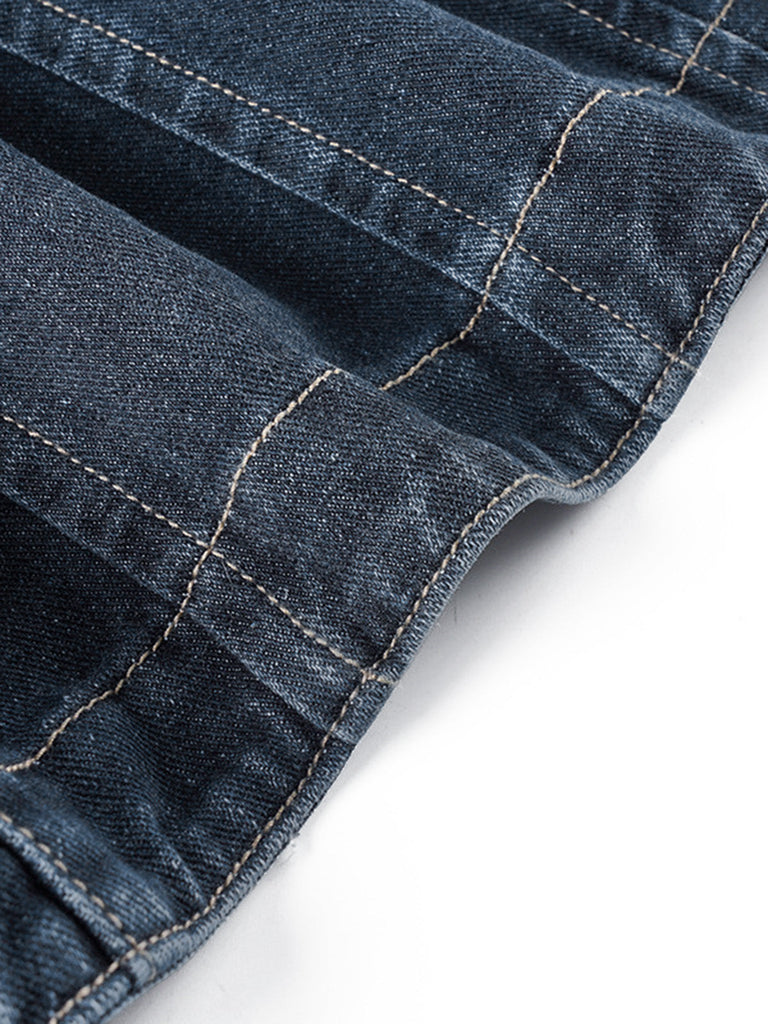 Giacca Deep Blu Anni '50 Revers in Denim Corto Jacket 3