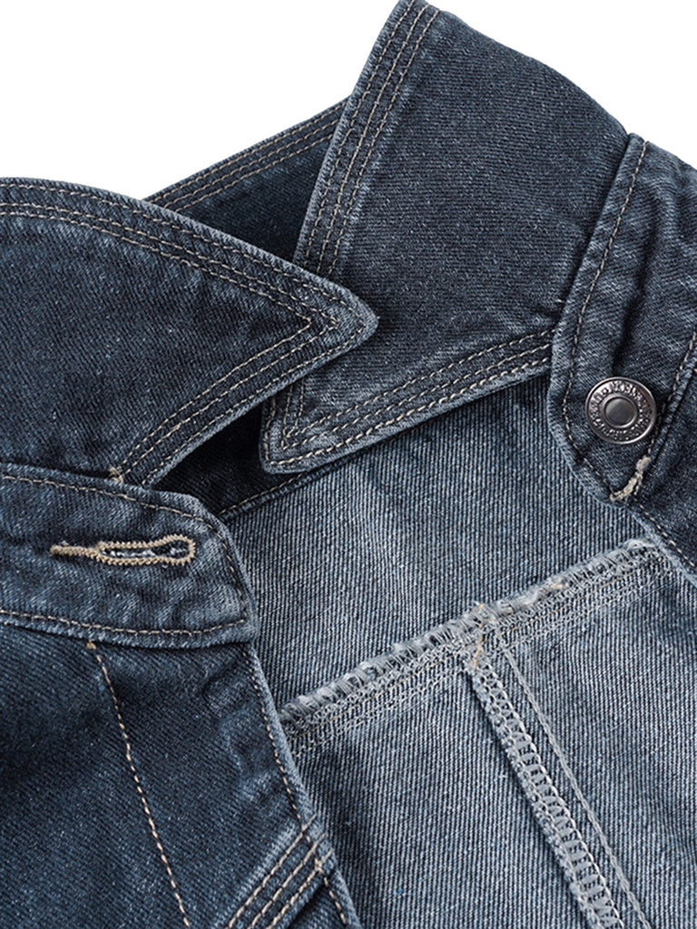 Giacca Deep Blu Anni '50 Revers in Denim Corto Jacket 5