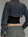 Giacca Deep Blu Anni '50 Revers in Denim Corto Jacket 7