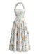 Abito Halter con Laccio Dietro e Spacco Floreale Giallo Anni '30 2