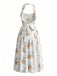 Abito Halter con Laccio Dietro e Spacco Floreale Giallo Anni '30 3