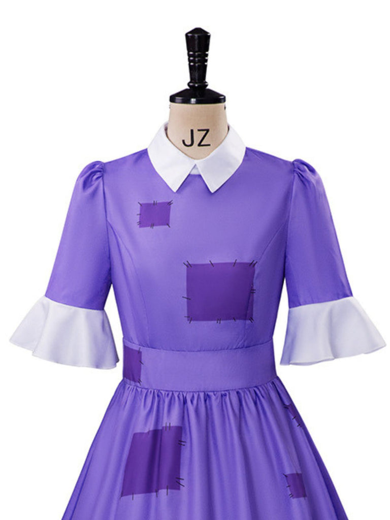 Abito Viola Anni '50 Patchwork Colletto Peter Pan di Halloween 4