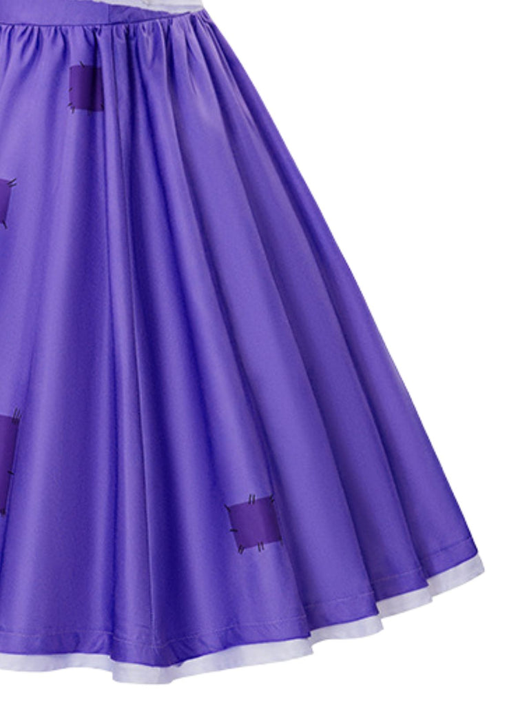 Abito Viola Anni '50 Patchwork Colletto Peter Pan di Halloween 5