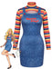 2PCS Abito Blu Anni '60 a Righe Collo Alto Top e Overall