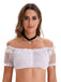 Crop Top Bianco Anni '50 in Pizzo Scollo Quadrato Puff 3