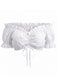 Top Corto Bianco con Spalle Scoperte Ruches e Fiocco Frontale Anni '50