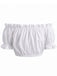 Top Corto Bianco con Spalle Scoperte Ruches e Fiocco Frontale Anni '50 2
