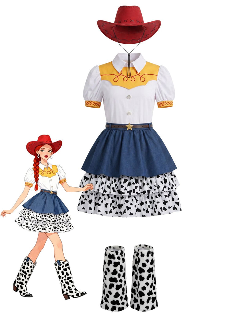 3PCS Multicolore Anni '50 Western Cowgirl Set Costume