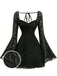 Abito Nero in Pizzo Halter con Maniche Svasate Anni '50