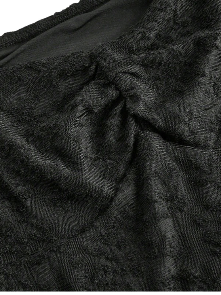 Abito Nero in Pizzo Halter con Maniche Svasate Anni '50 4