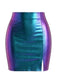 Minigonna Blu Anni '70 Holografico Metallizzato Side con Spacco Aderente