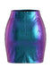 Minigonna Blu Anni '70 Holografico Metallizzato Side con Spacco Aderente 2