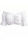 Crop Top Bianco Anni '50 Spalle Scoperte in Pizzo con Bordo