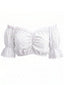 Top Corta Bianco Anni '50 in Pizzo con Spalle Scoperte e Bordo
